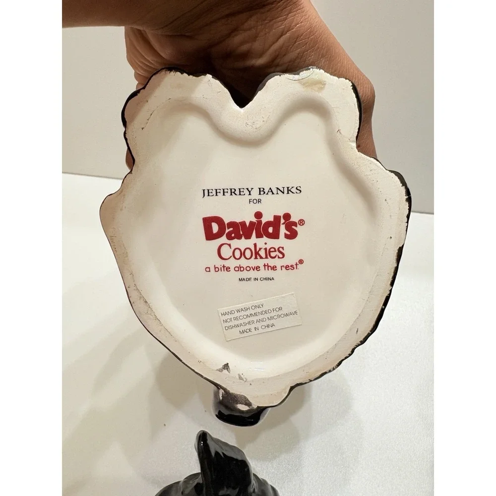 Scottie Dog Cookie Jar Black Plaid Collar David's Cookies/Jeffrey Banks and‎ mug
